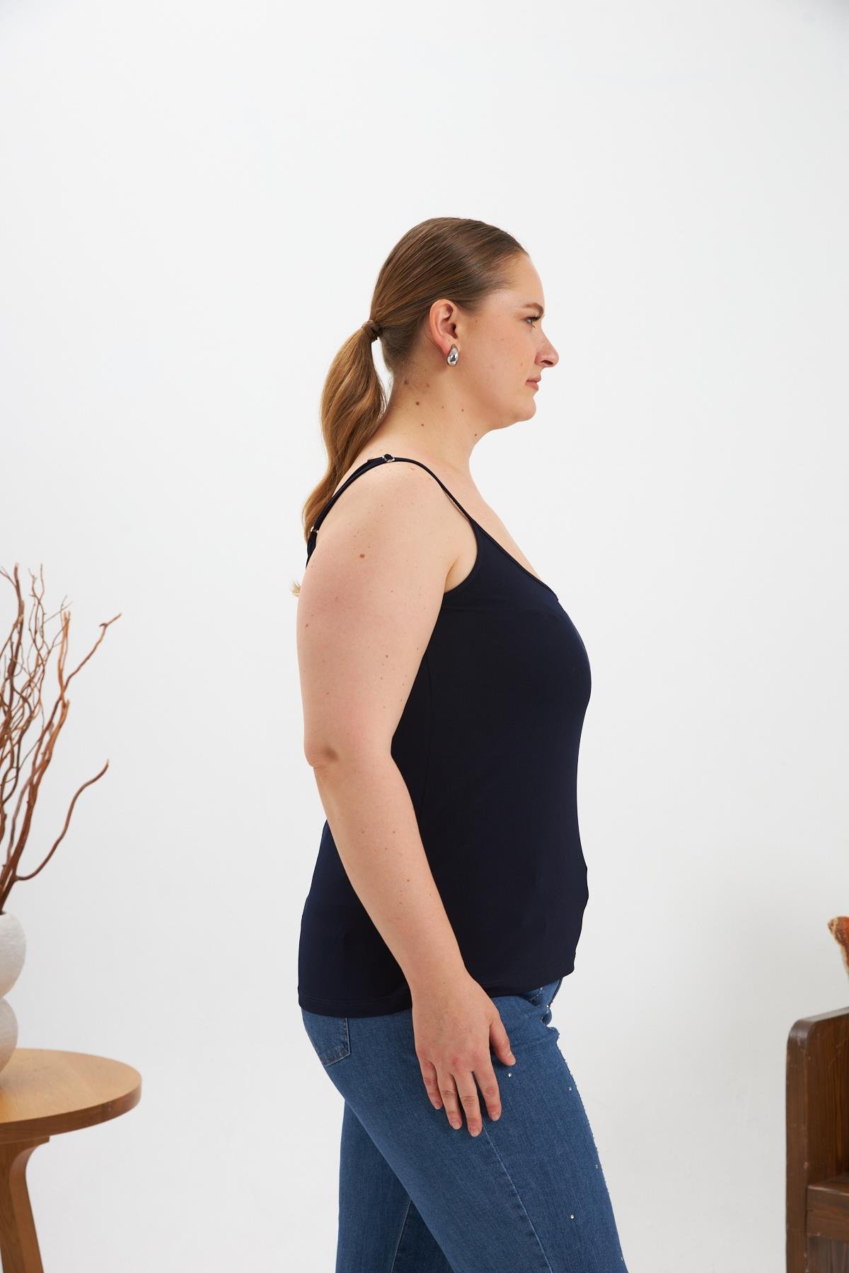 Büyük Beden Askılı Atlet Lacivert