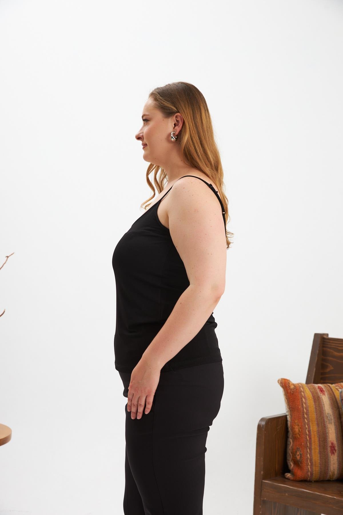 Büyük Beden Askılı Atlet Siyah