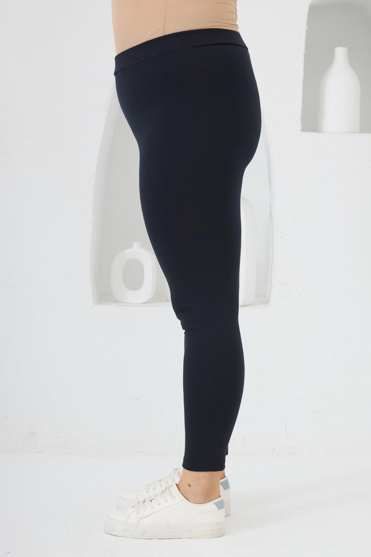 Büyük Beden Çelik Örme Tayt Lacivert