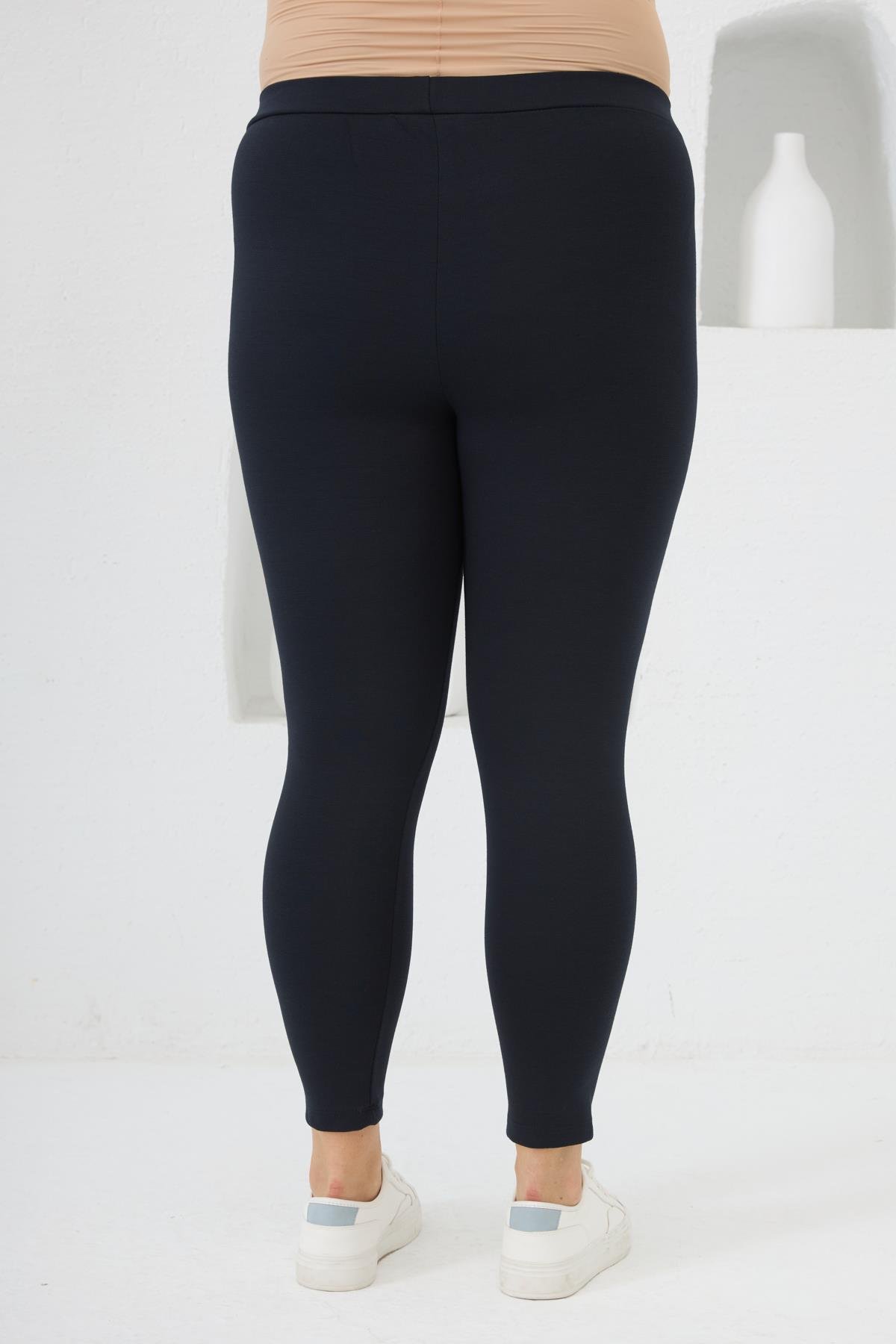 Büyük Beden Çelik Örme Tayt Lacivert