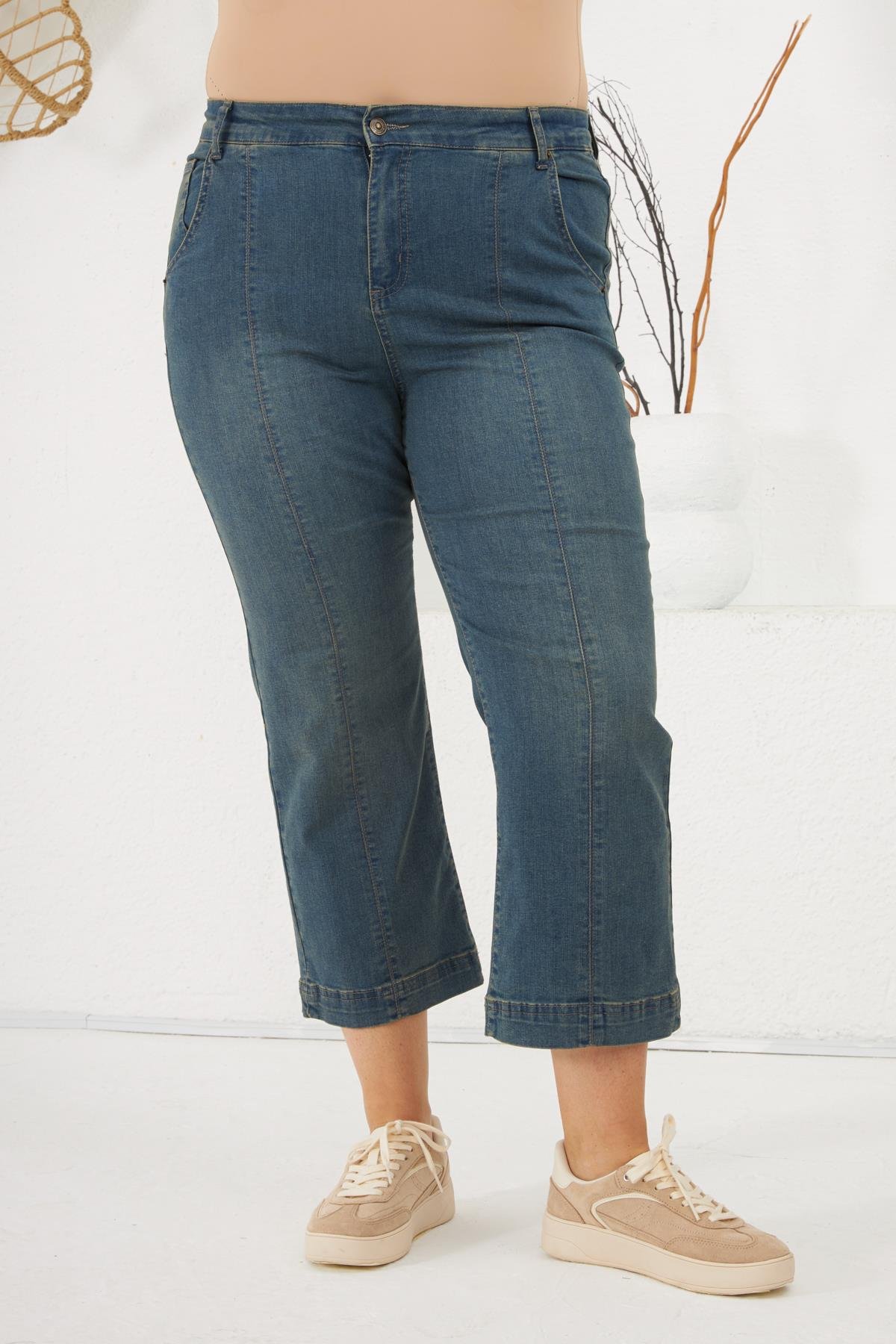 Büyük Beden Denim Pantolon Kim Mavi