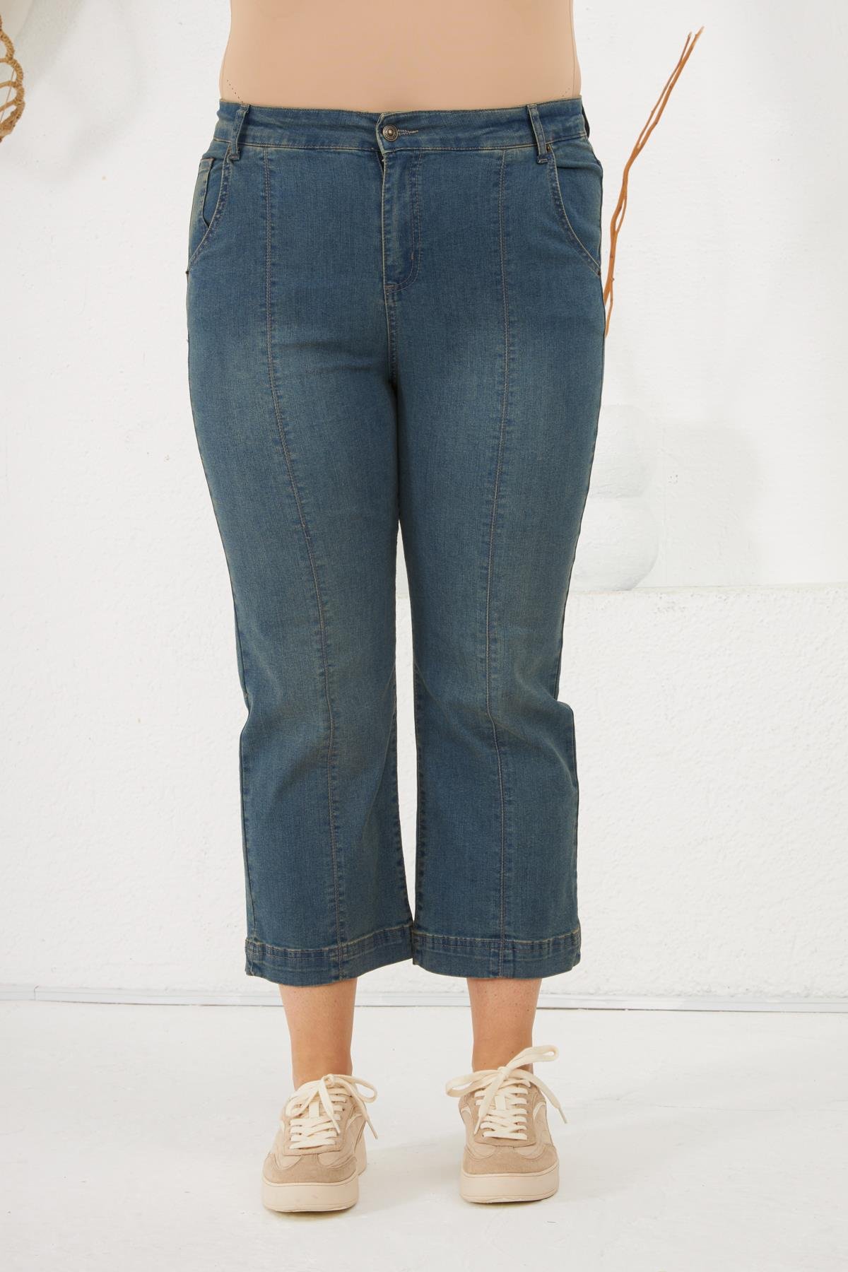 Büyük Beden Denim Pantolon Kim Mavi