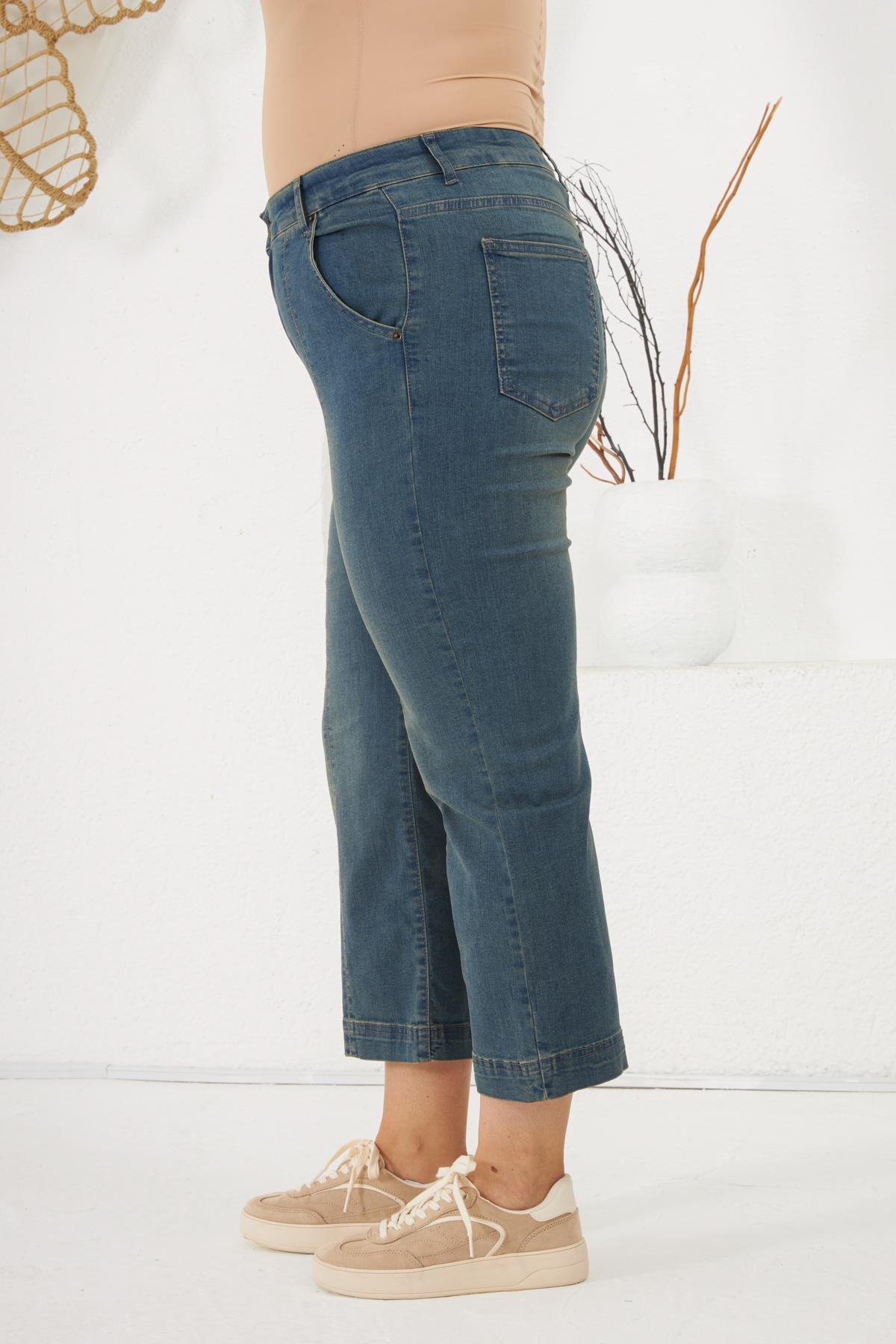 Büyük Beden Denim Pantolon Kim Mavi