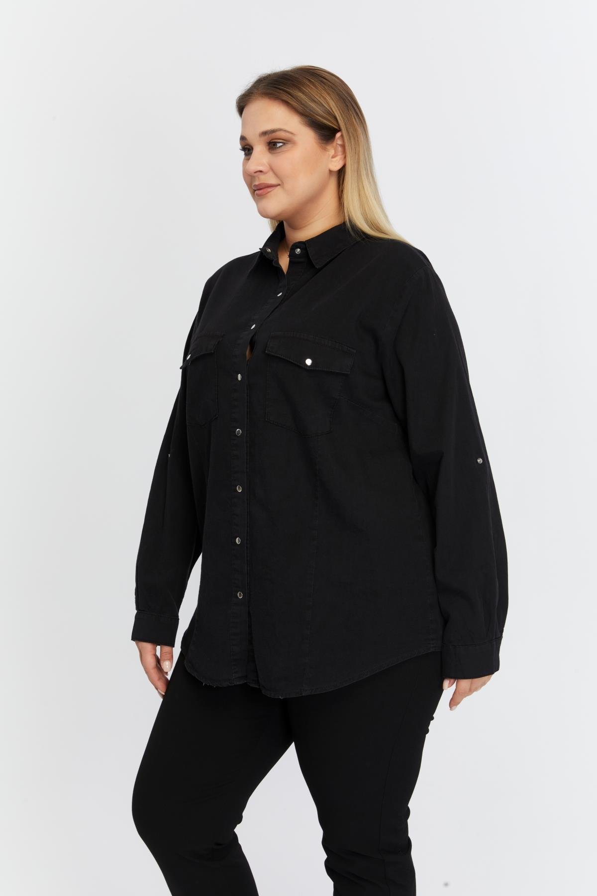 Büyük Beden Gömlek Füme