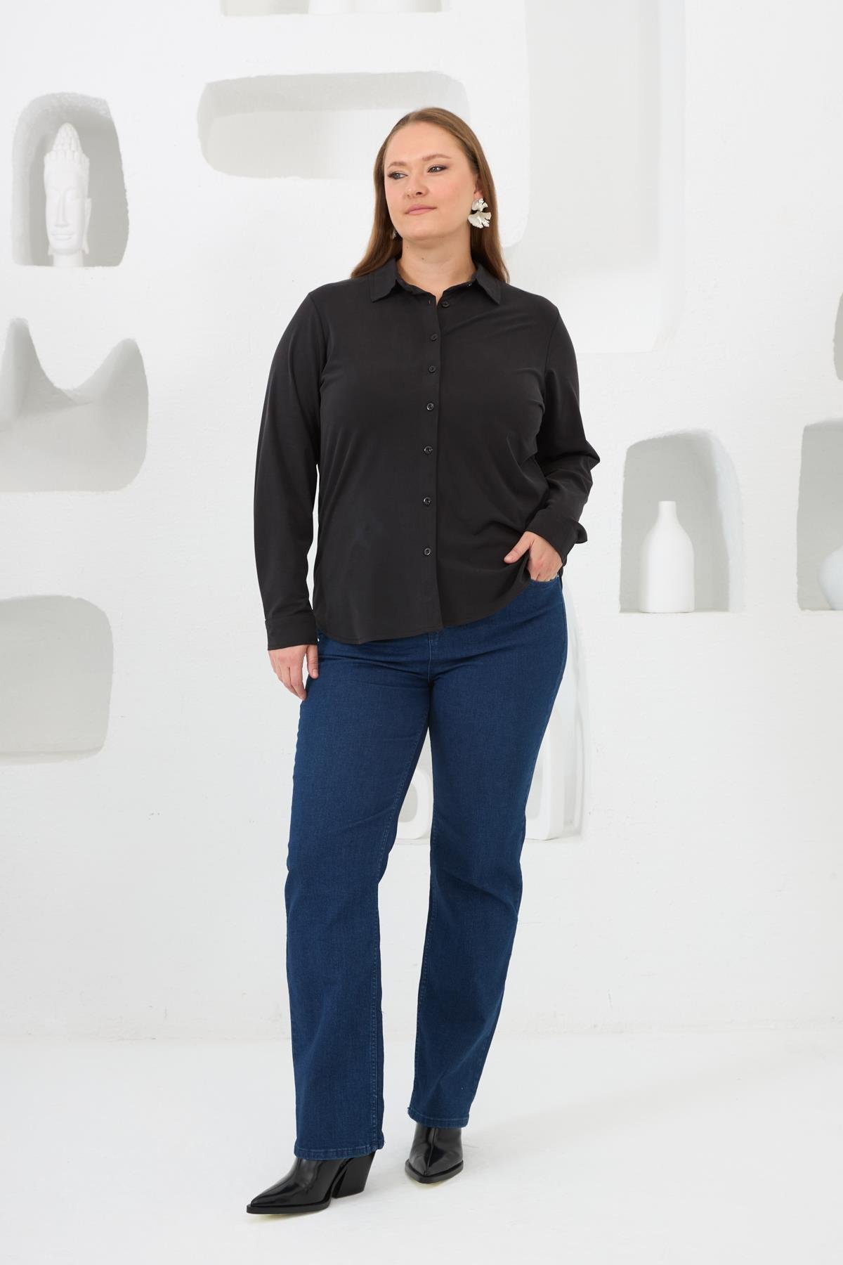 Büyük Beden Gömlek Siyah