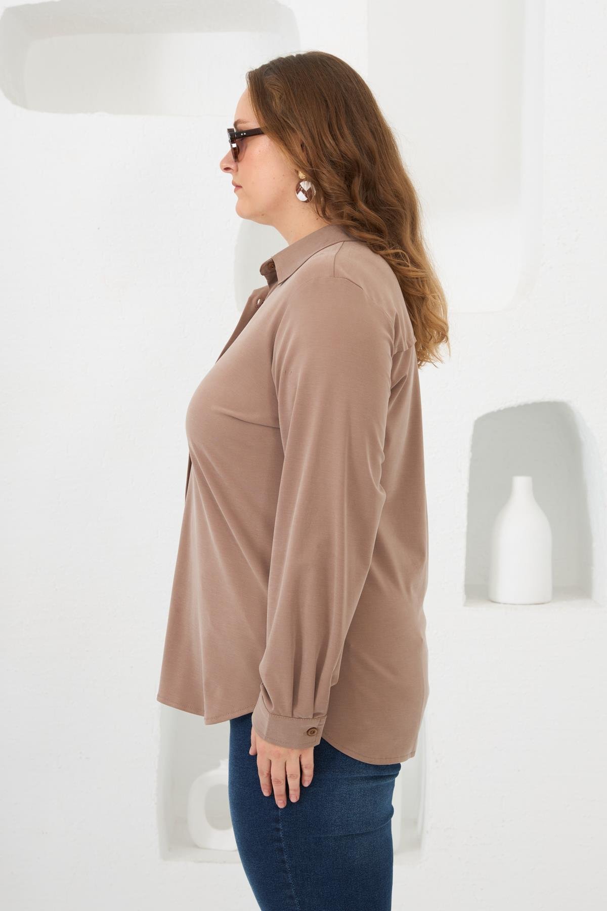 Büyük Beden Gömlek Vizon