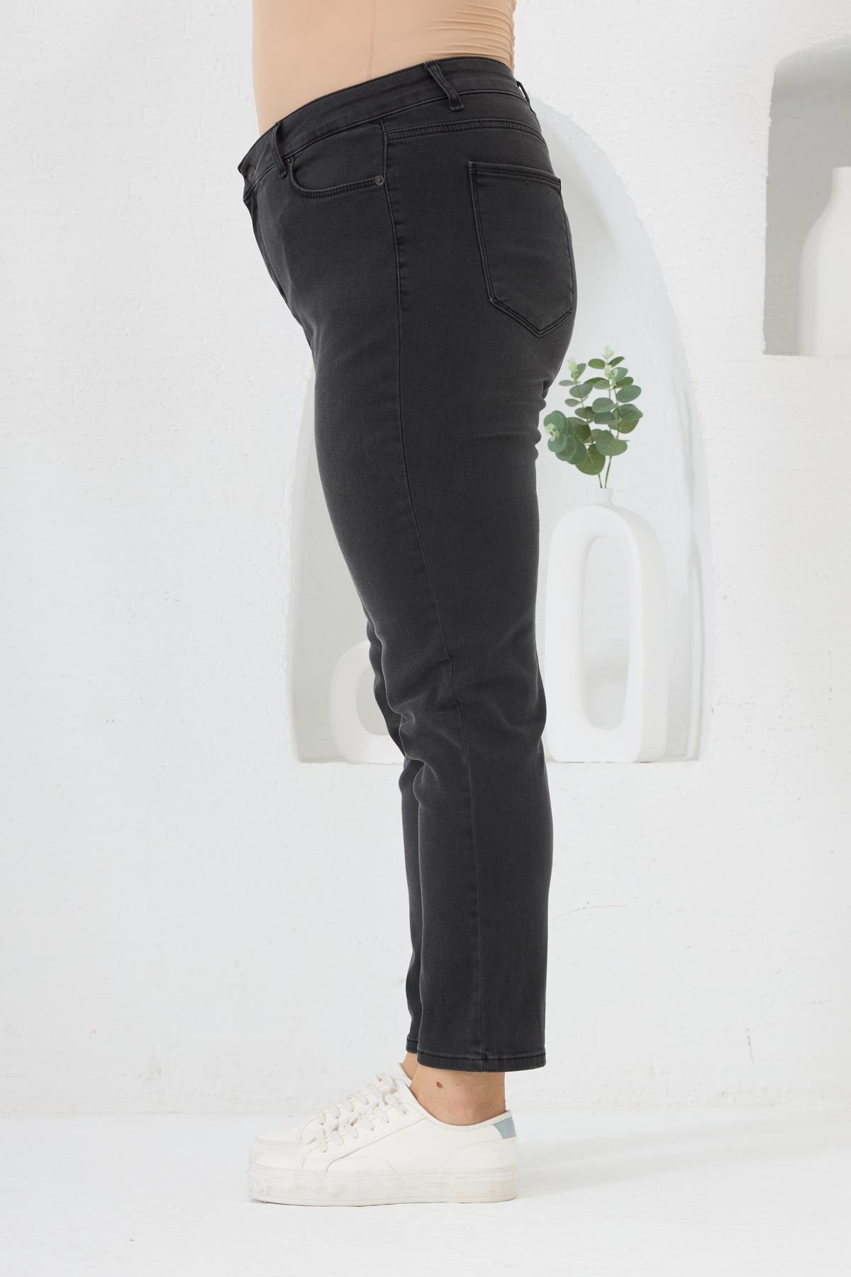 Büyük Beden Kot Pantolon Füme