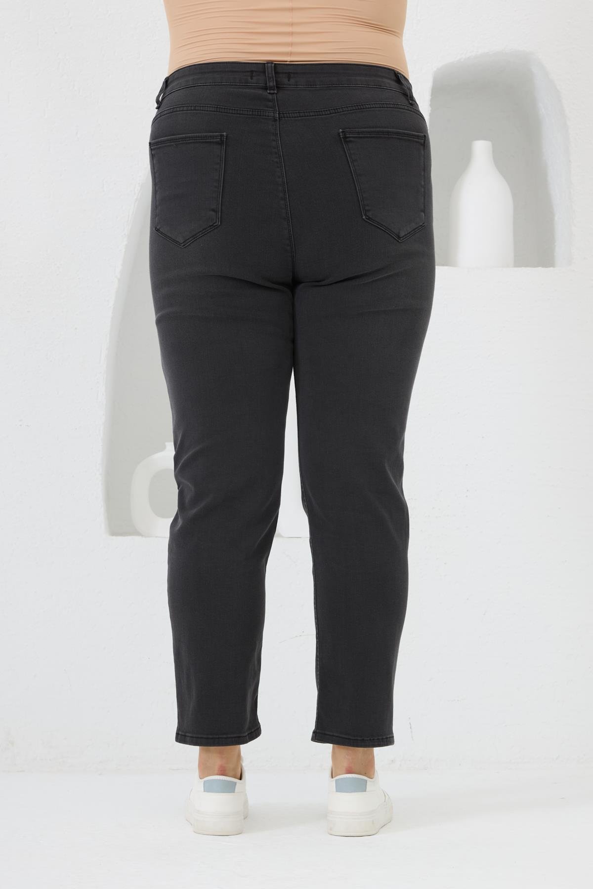 Büyük Beden Kot Pantolon Füme