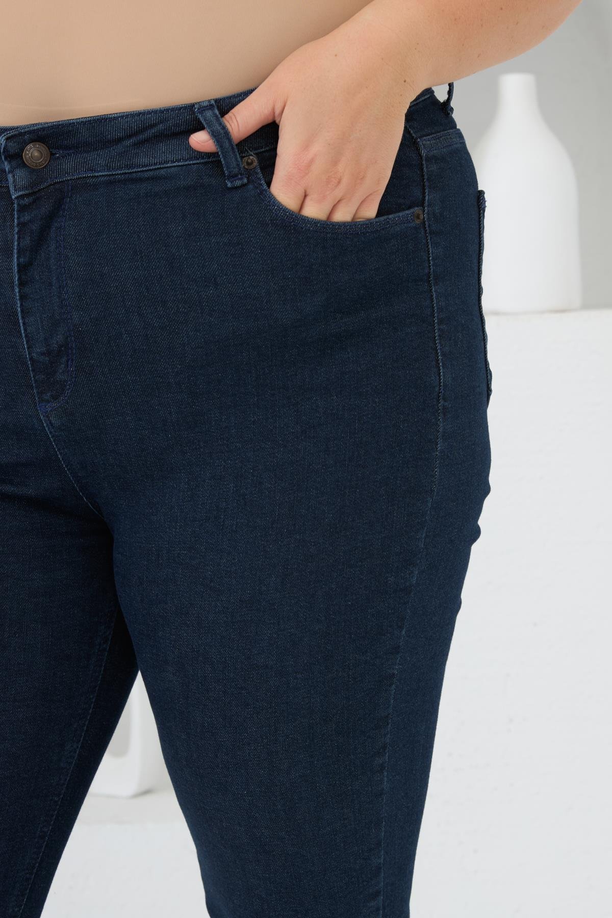 Büyük Beden Kot Pantolon Koyu Lacivert