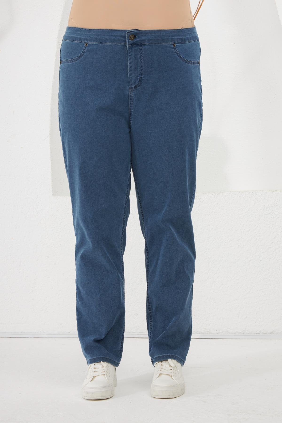 Büyük Beden Kot Pantolon Orta Mavi
