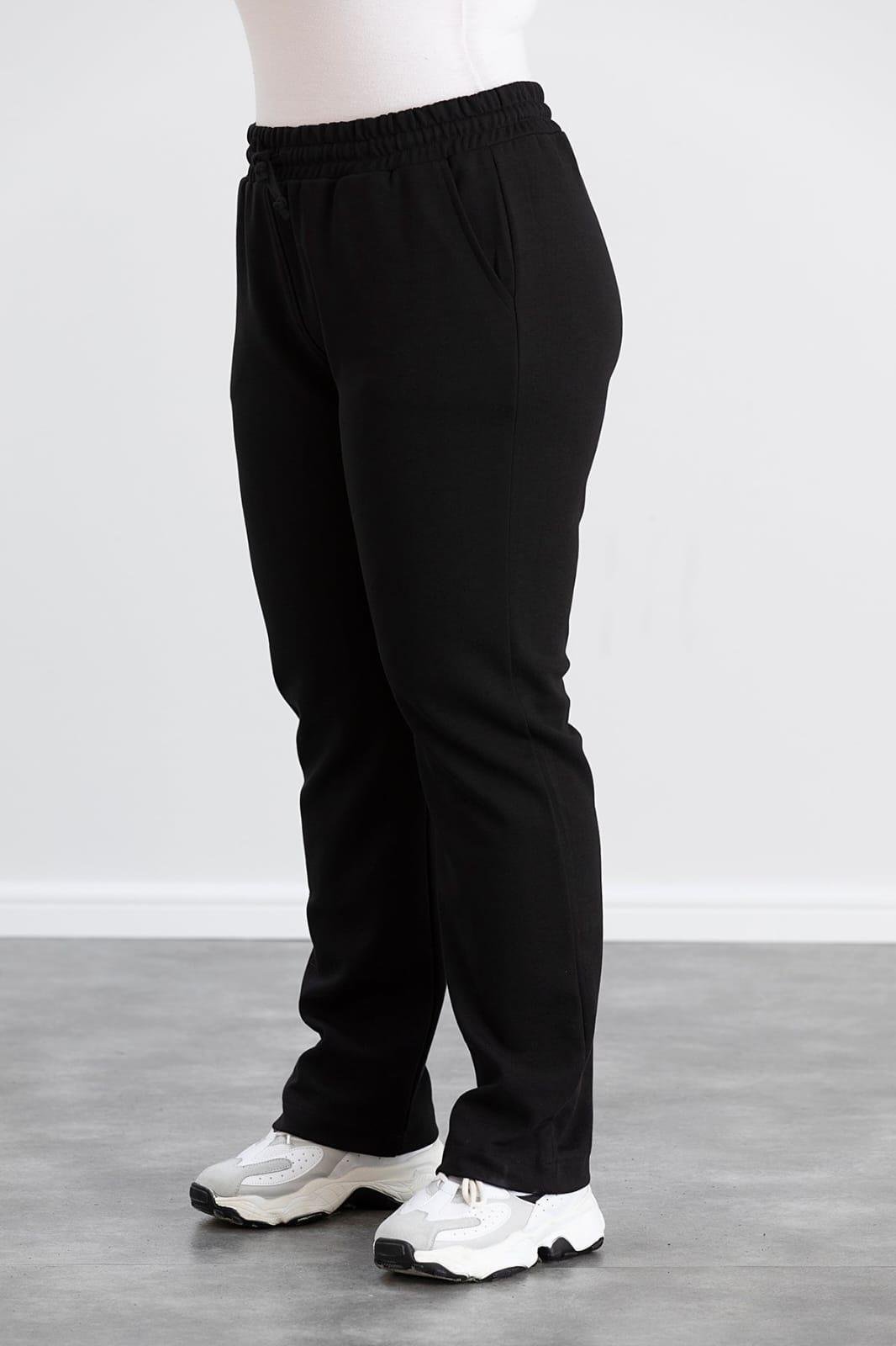 Büyük Beden Pamuklu Kalın Eşofman Takımı Siyah