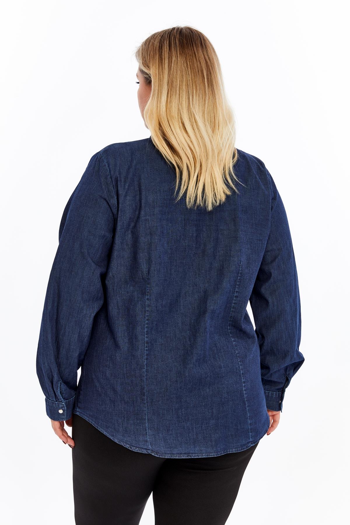 Büyük Beden Tensel Lacivert Gömlek