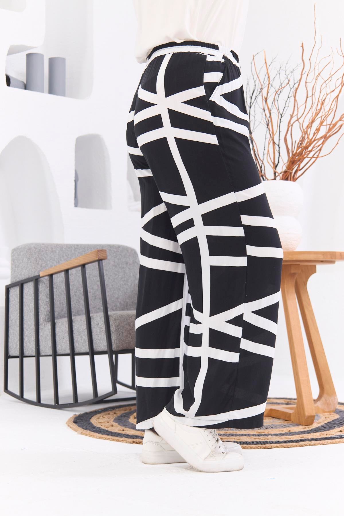 Rmg Büyük Beden Siyah Viskon Pantolon