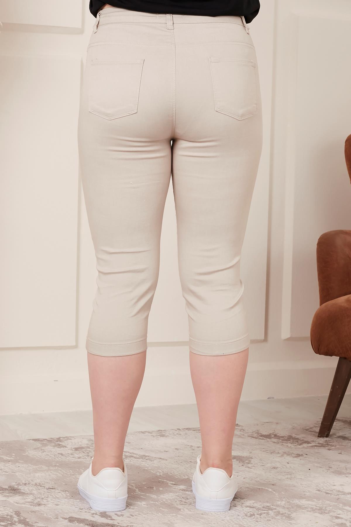 Rmg Büyük Beden Krem Pamuk Kapri