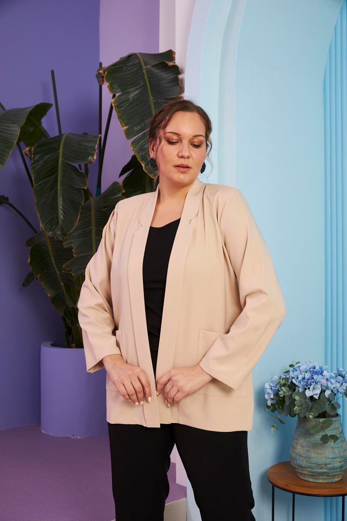 Rmg Büyük Beden Krem Ceket