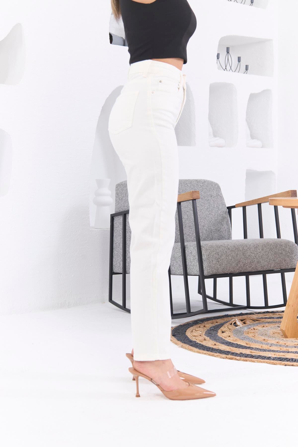 Rmg Mom Jeans Beyaz Pantolon