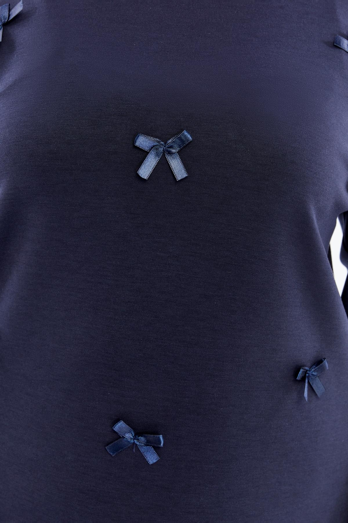 Fiyonk Detaylı Büyük Beden Sweatshirt Lacivert