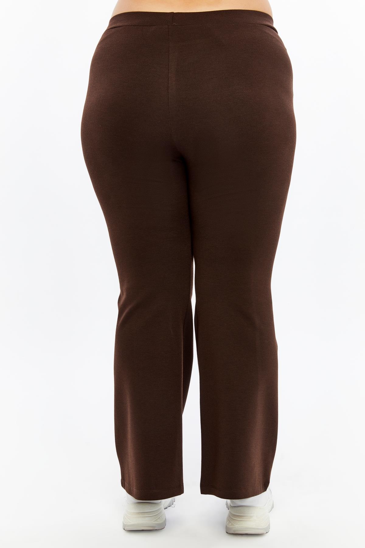 İspanyol Paça Büyük Beden Kışlık Çelik Örme Tayt Kahverengi