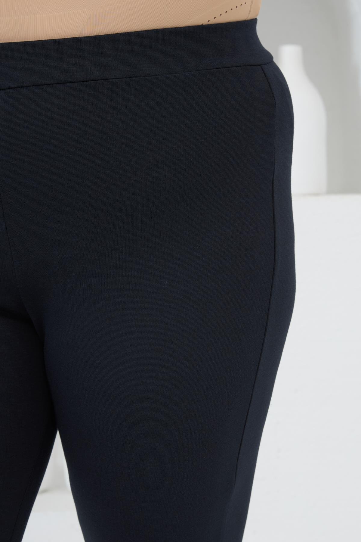 İspanyol Paça Büyük Beden Kışlık Çelik Örme Tayt Lacivert