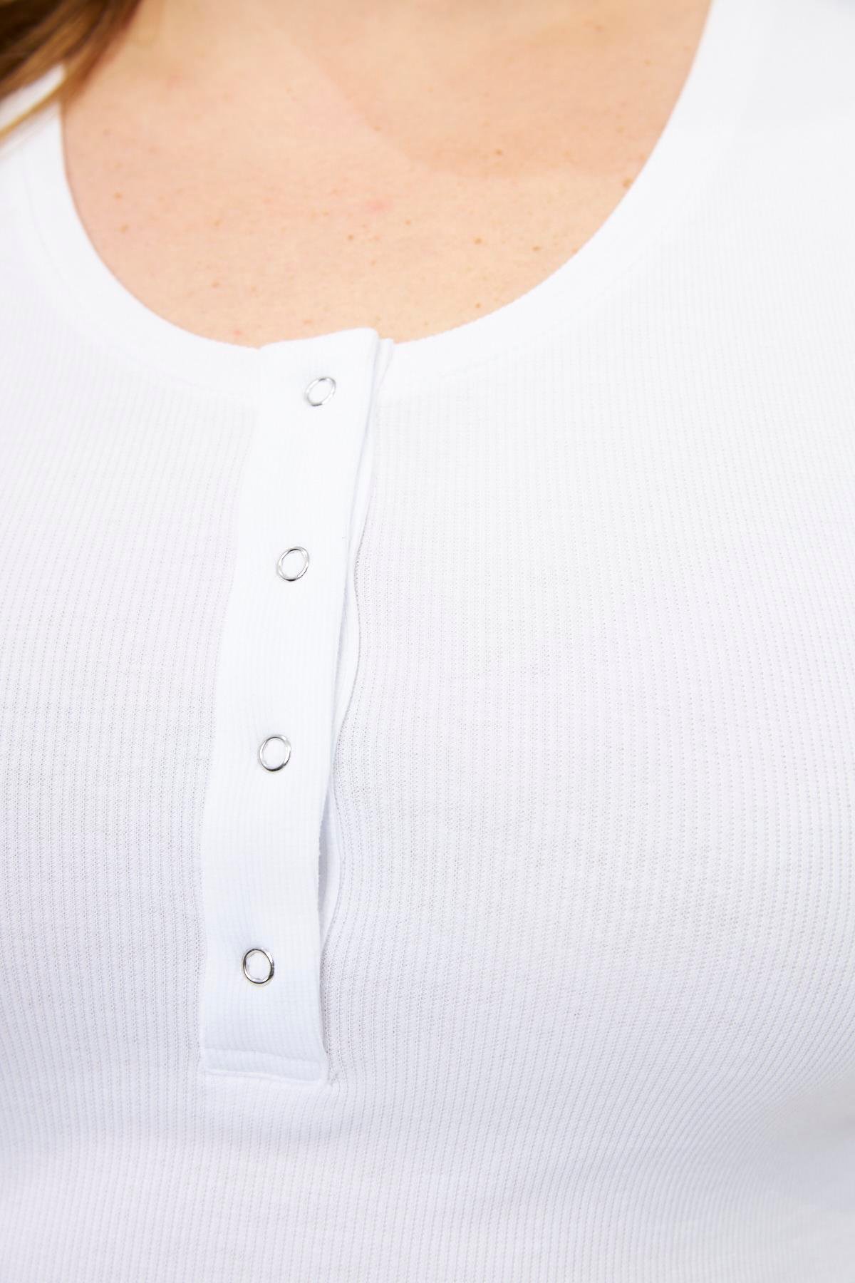 Ön Çıtçıtlı Büyük Beden Atlet Beyaz