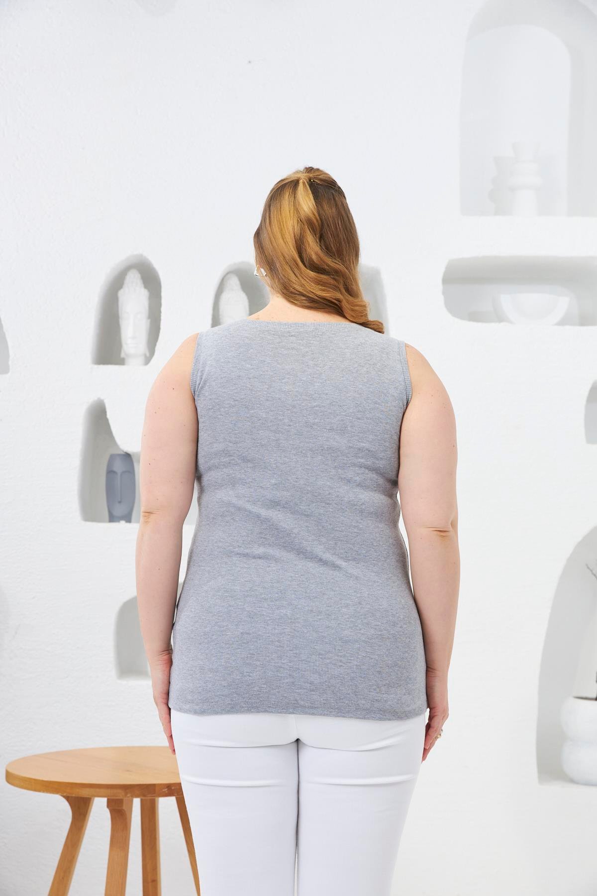 Ön Çıtçıtlı Büyük Beden Atlet Gri