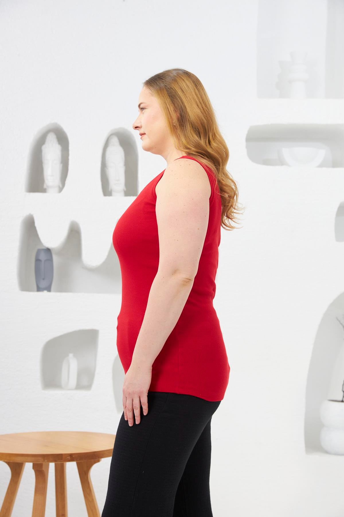 Ön Çıtçıtlı Büyük Beden Atlet Kırmızı