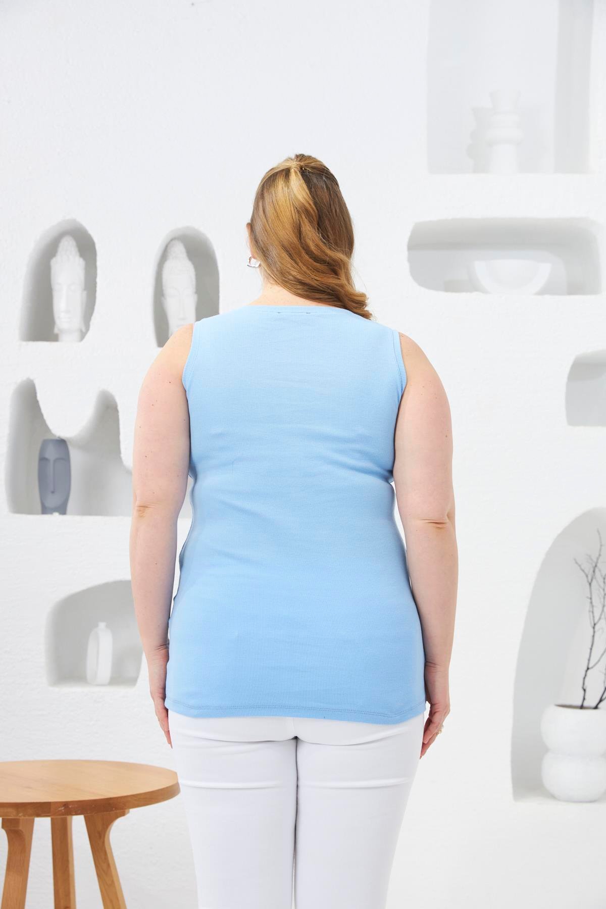 Ön Çıtçıtlı Büyük Beden Atlet Mavi