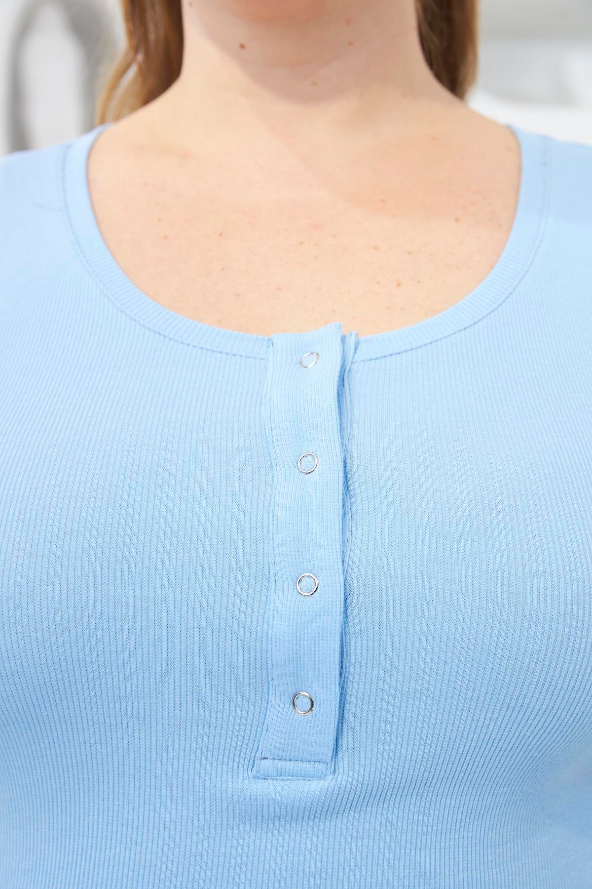 Ön Çıtçıtlı Büyük Beden Atlet Mavi