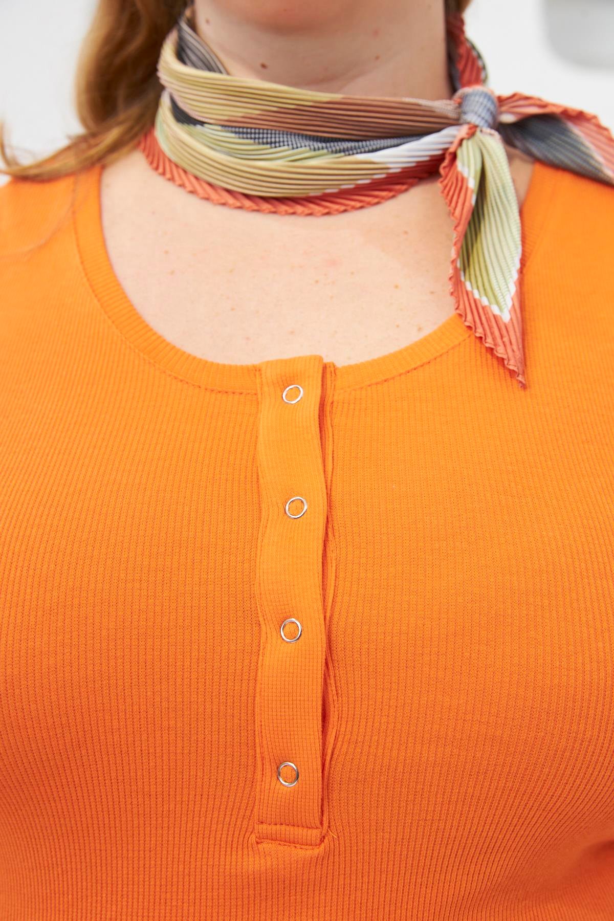 Ön Çıtçıtlı Büyük Beden Atlet Oranj