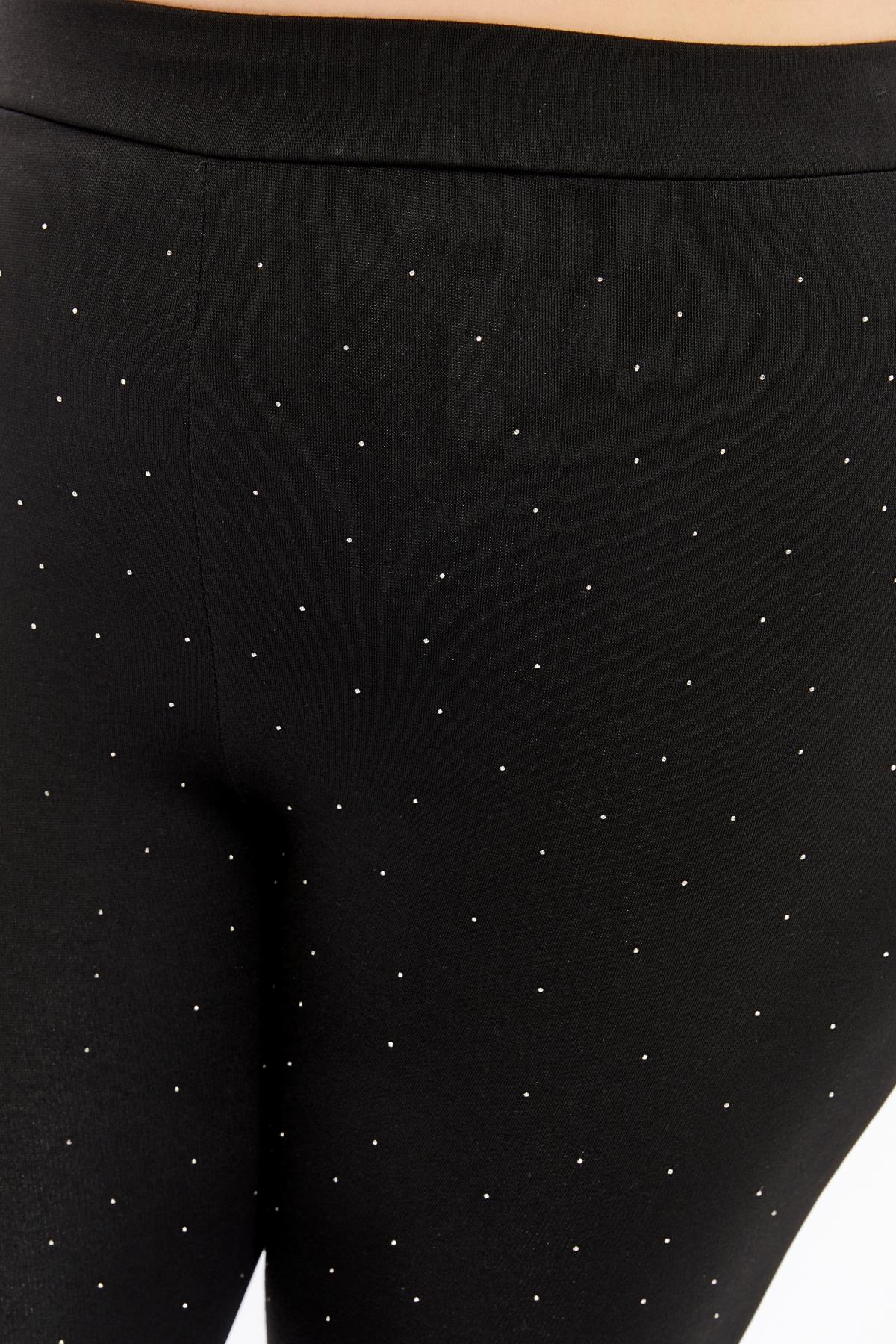 Ön Taş Detaylı Büyük Beden Tayt Siyah