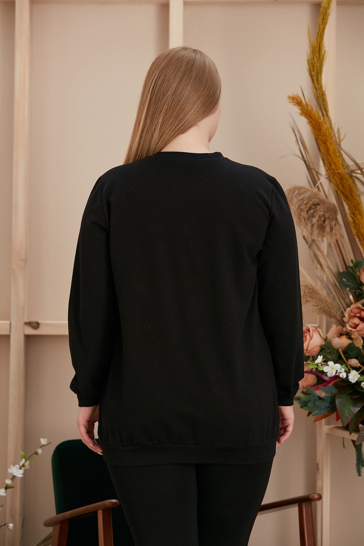 Rmg Baskılı Büyük Beden Siyah Sweatshirt