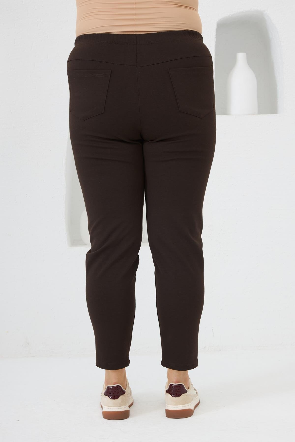 Rmg Beli Lastikli Fitilli Büyük Beden Kahve Çelik Örme Pantolon