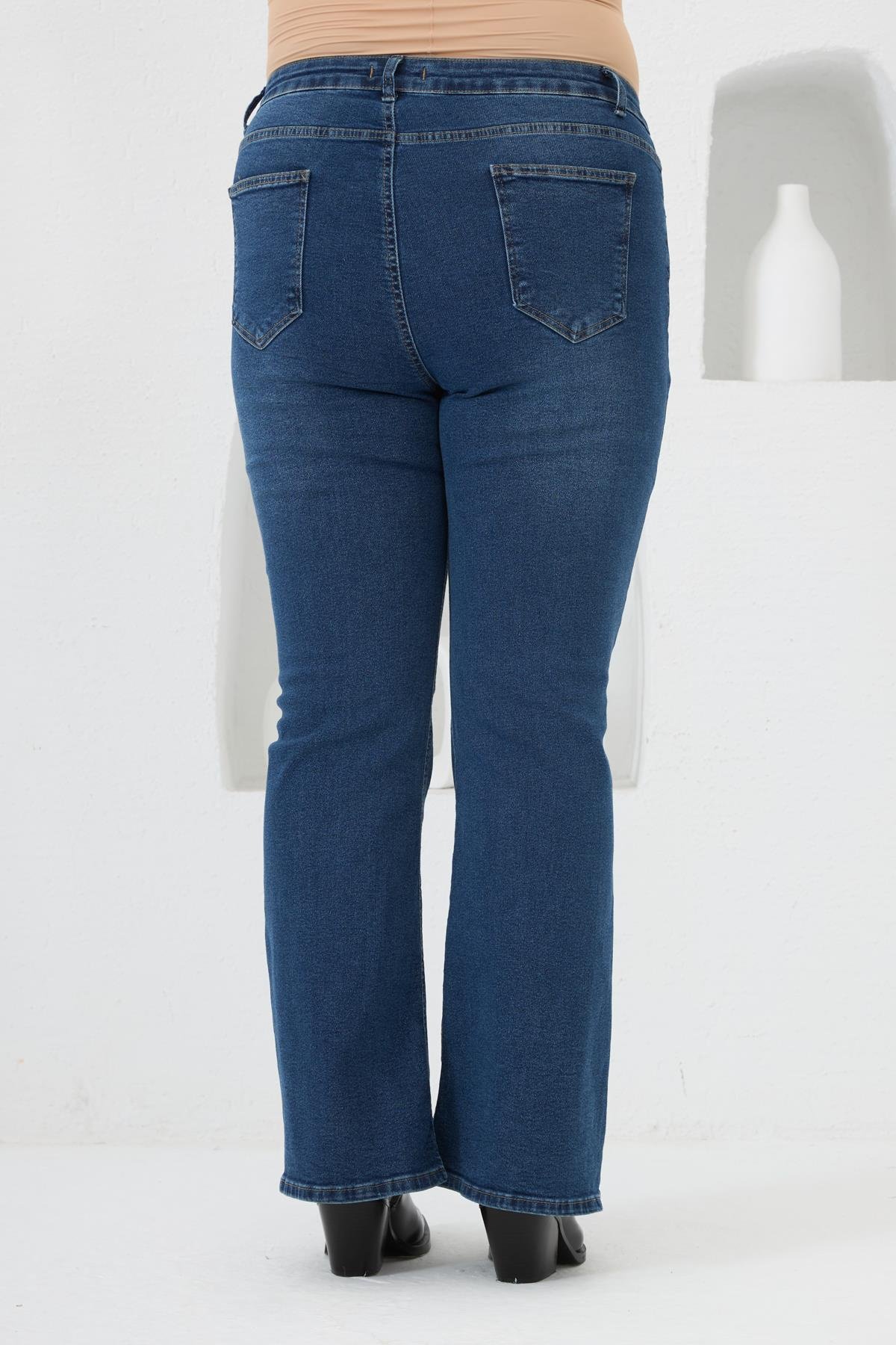 Rmg İspanyol Paça Büyük Beden Mavi Kot Pantolon