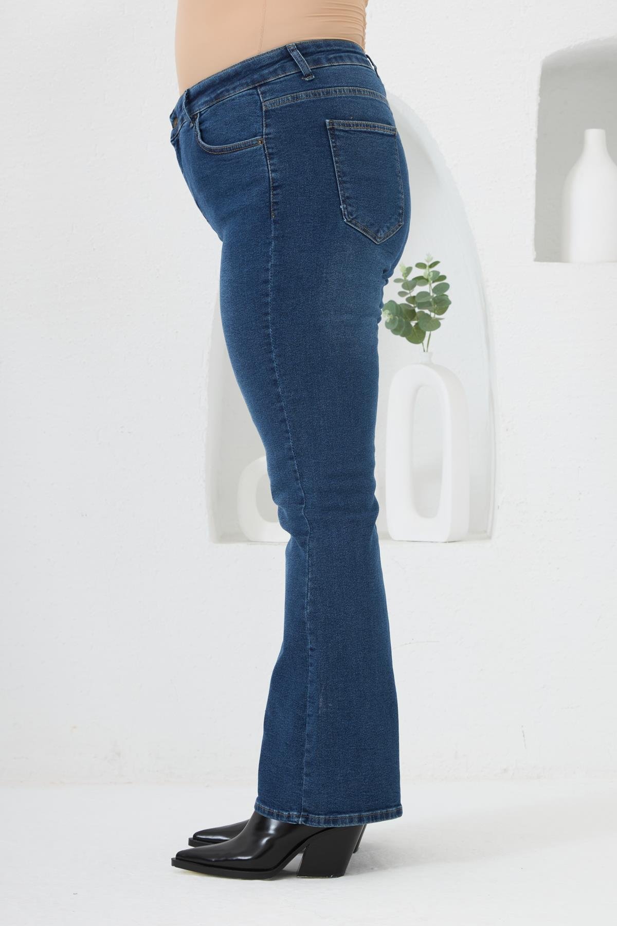 Rmg İspanyol Paça Büyük Beden Mavi Kot Pantolon