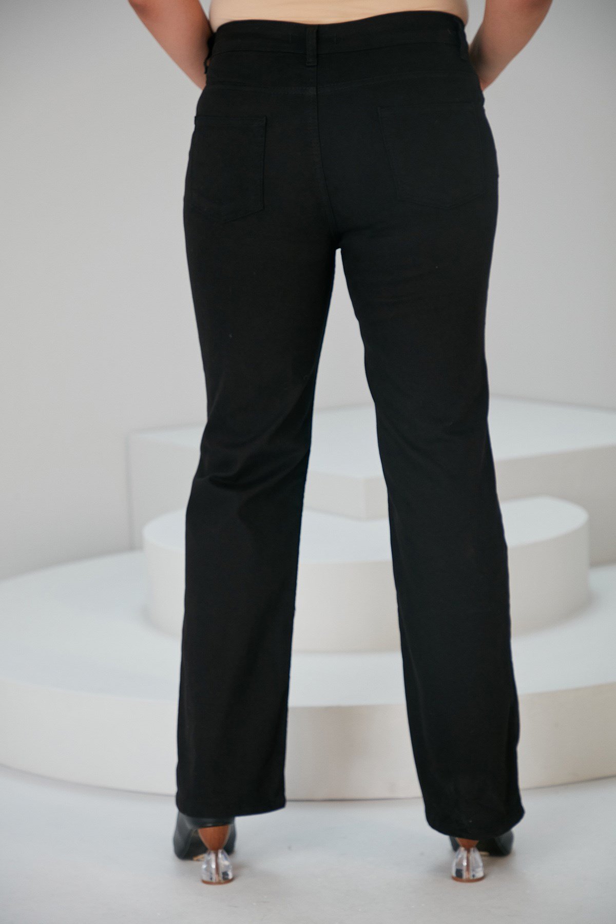 Rmg İspanyol Paça Büyük Beden Siyah Kot Pantolon