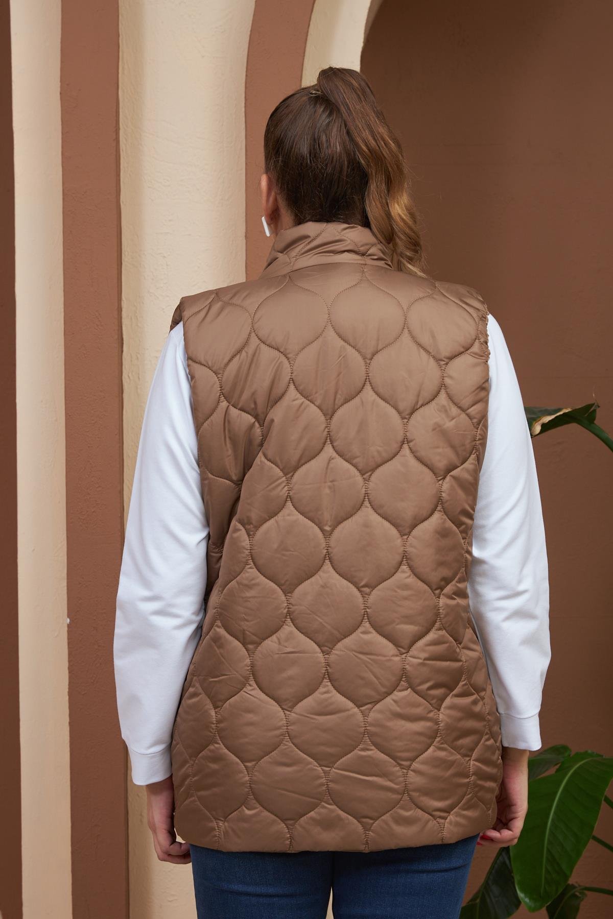 Rmg Kapitone Büyük Beden Vizon Yelek