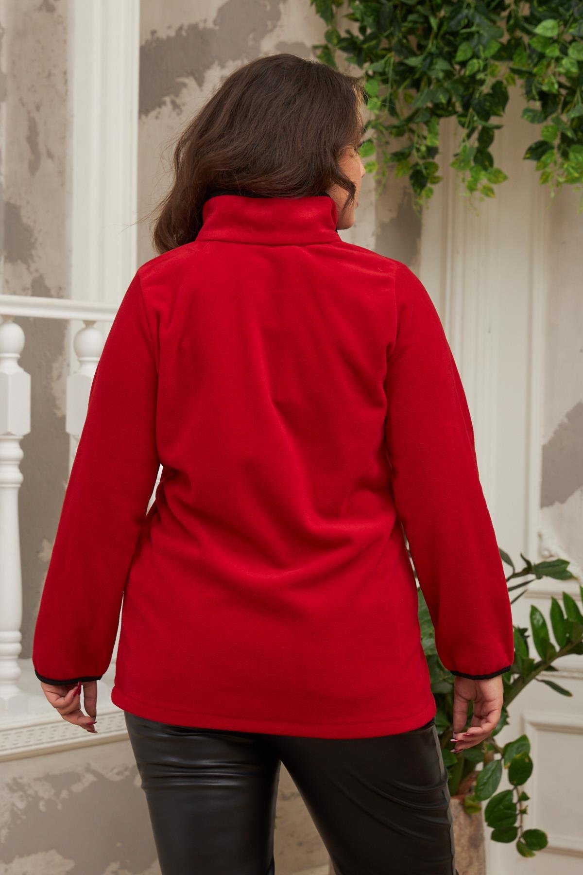 Rmg Kol Biye Detaylı Büyük Beden Kırmızı Polar