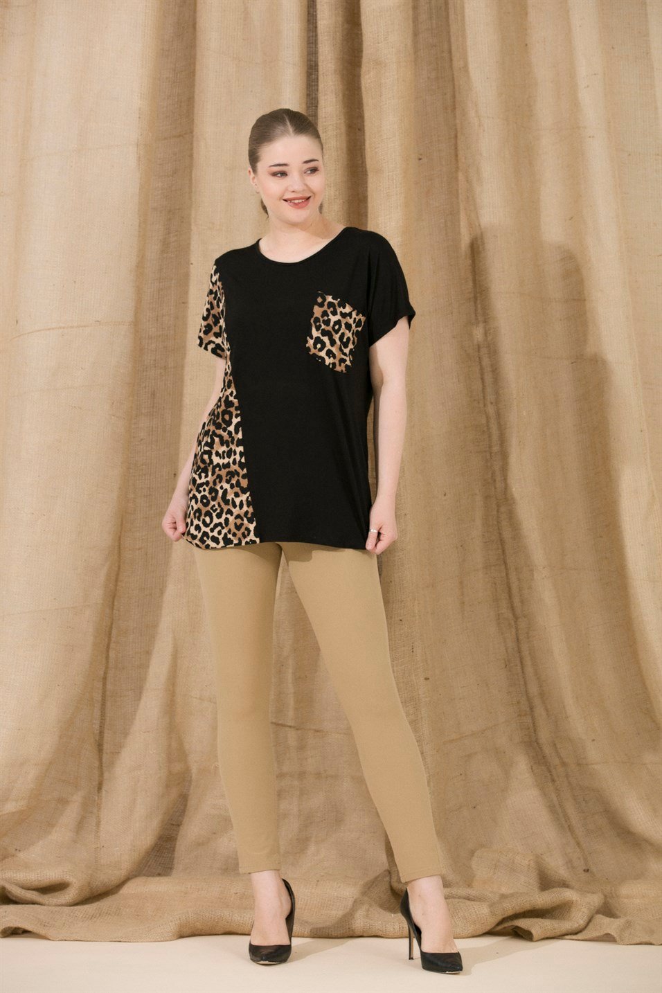 Rmg Leopar Garnili Büyük Beden Tişört