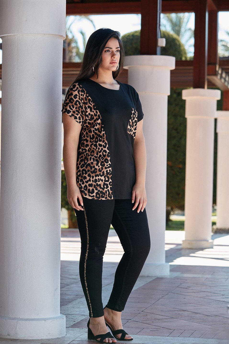 Rmg Leopar Garnili Büyük Beden Tişört
