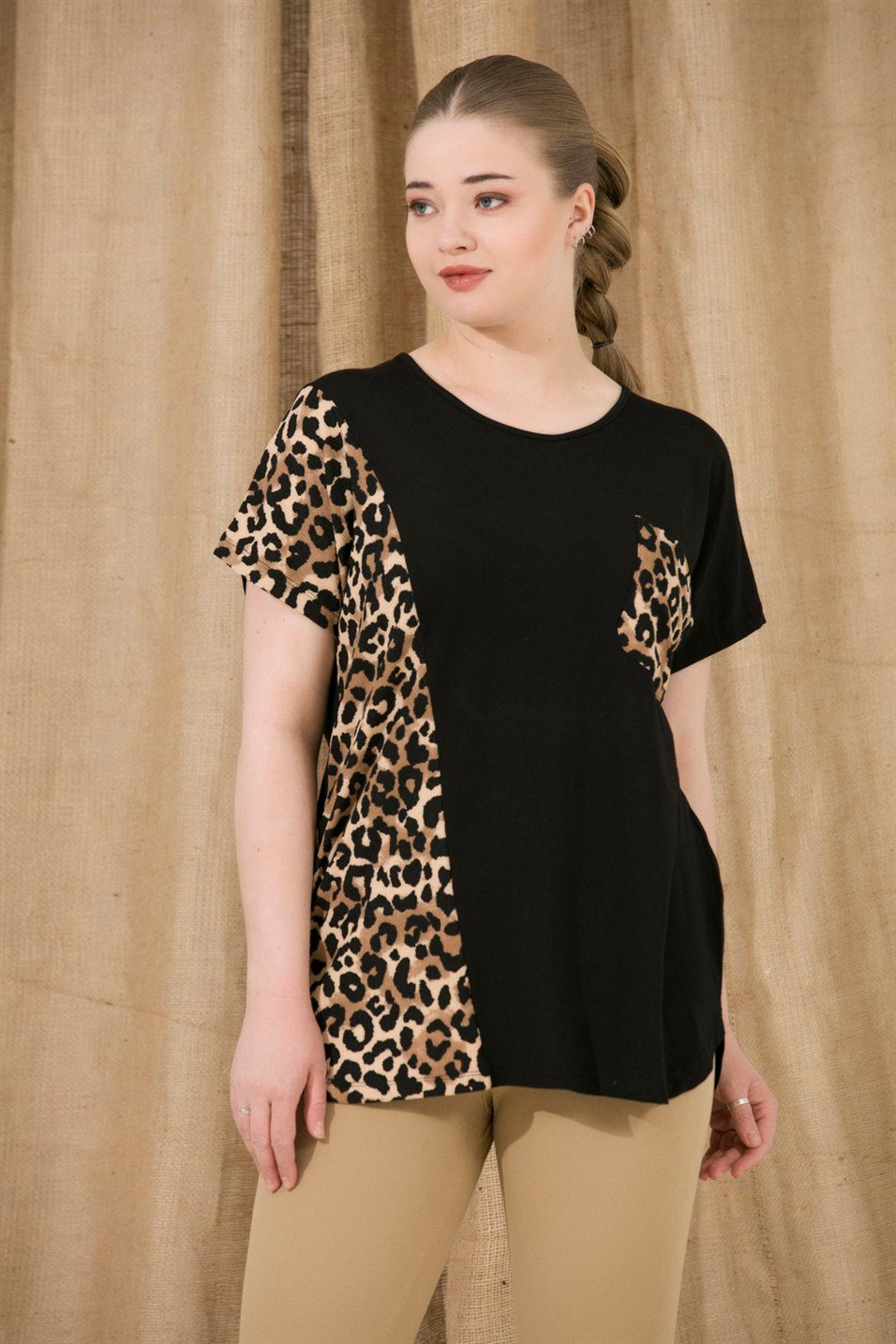 Rmg Leopar Garnili Büyük Beden Tişört