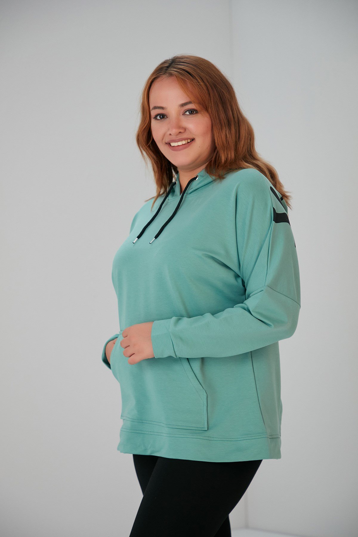 Rmg Sırt Detaylı Baskılı Büyük Beden Mint Sweatshirt