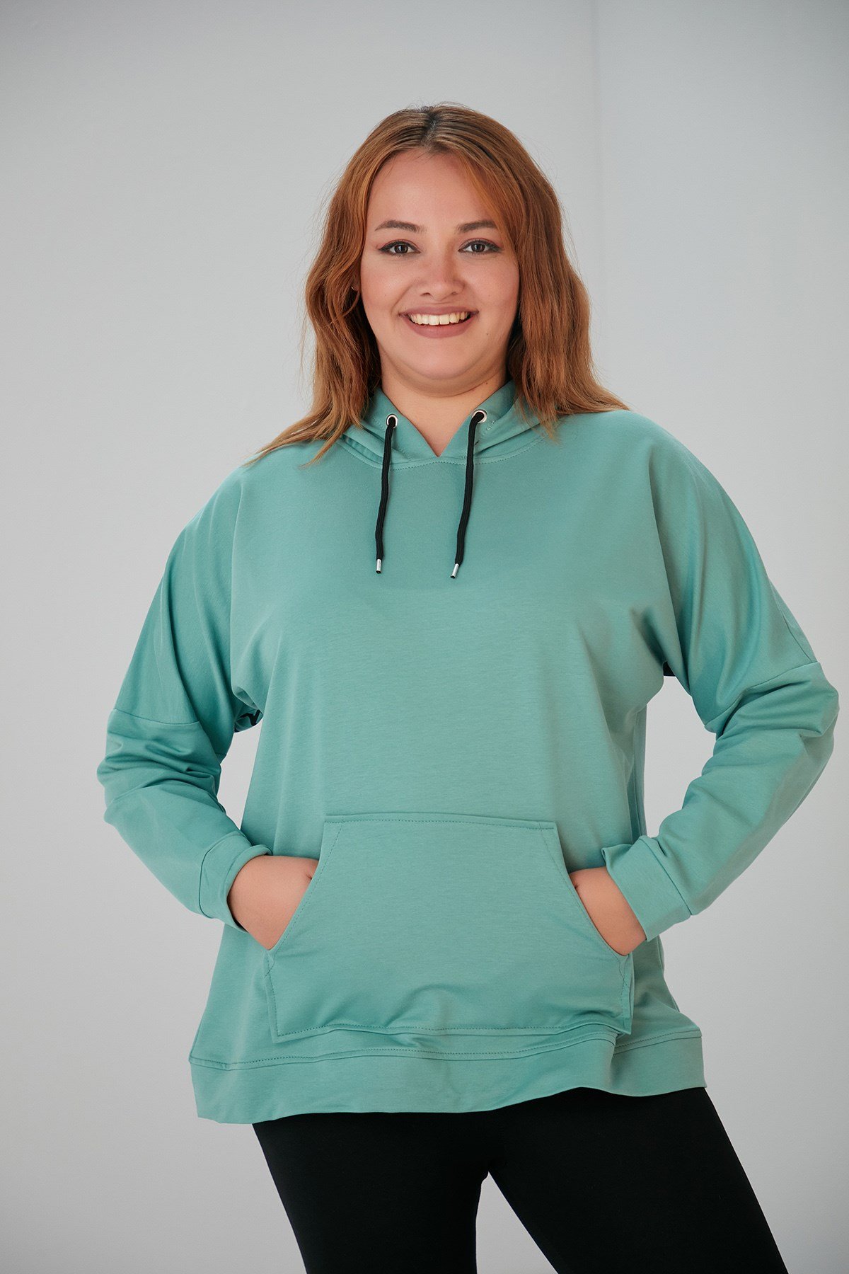 Rmg Sırt Detaylı Baskılı Büyük Beden Mint Sweatshirt