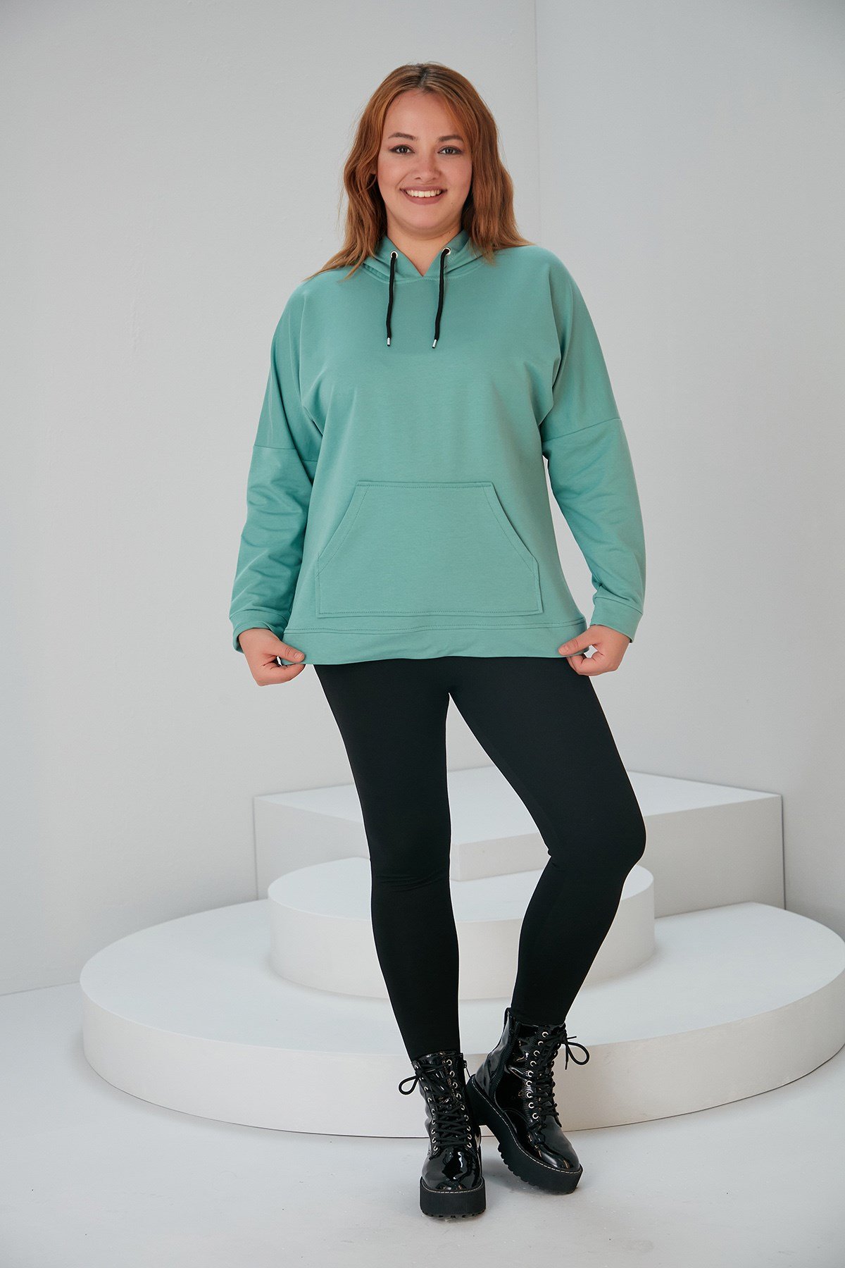Rmg Sırt Detaylı Baskılı Büyük Beden Mint Sweatshirt