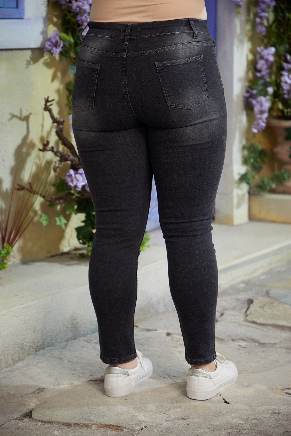 Rmg Yırtıklı Büyük Beden Füme Kot Pantolon
