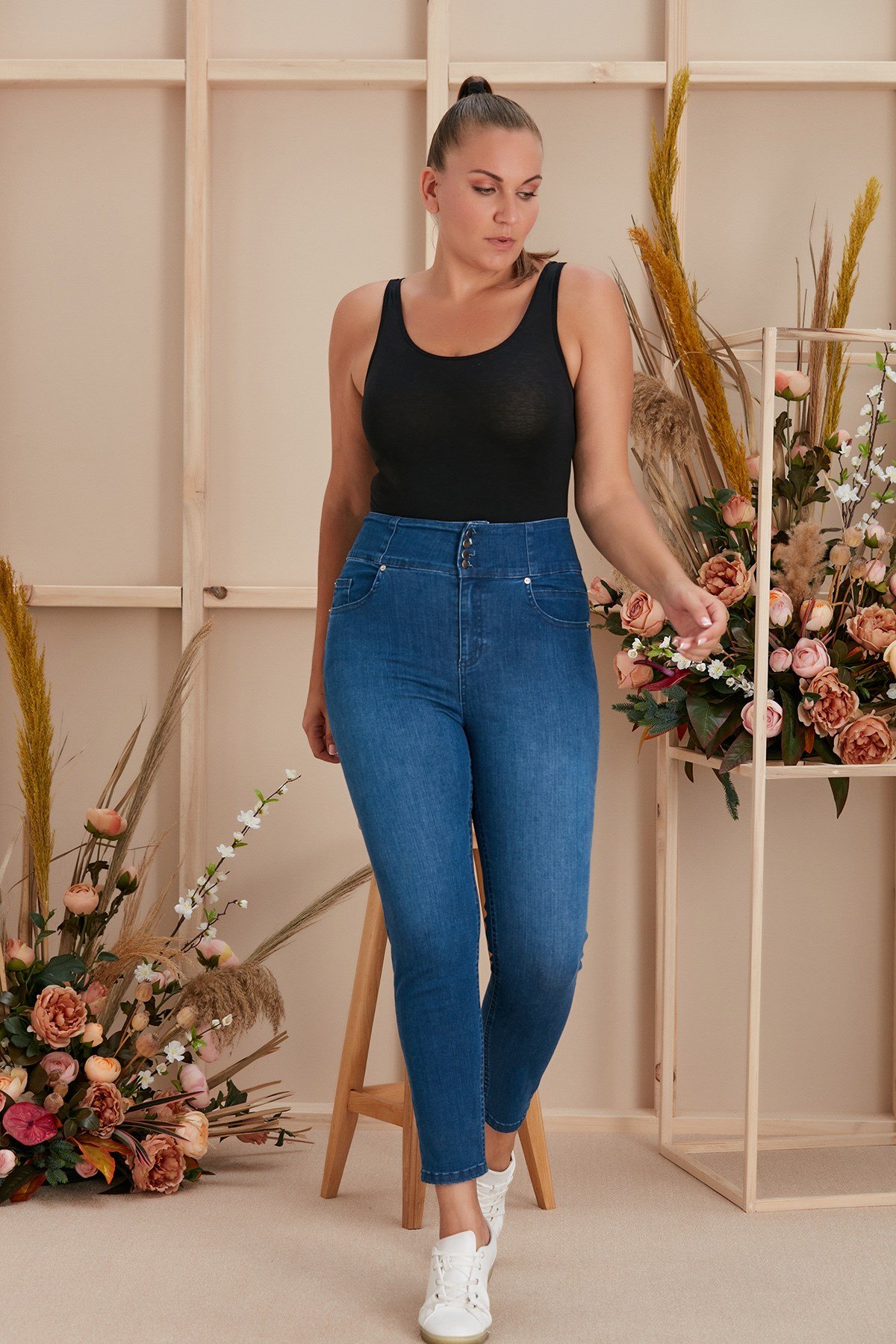 Rmg Yüksek Bel Mavi Büyük Beden Kot Pantolon