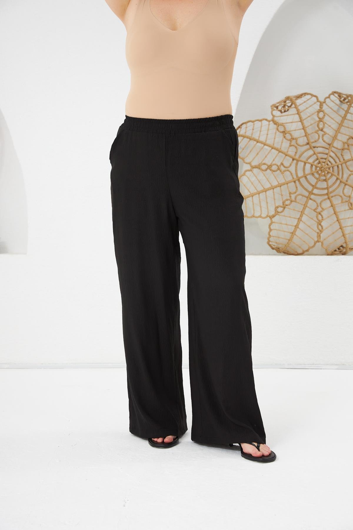 Stay Yazılı Büyük Beden Bluz-Pantolon Takım Siyah