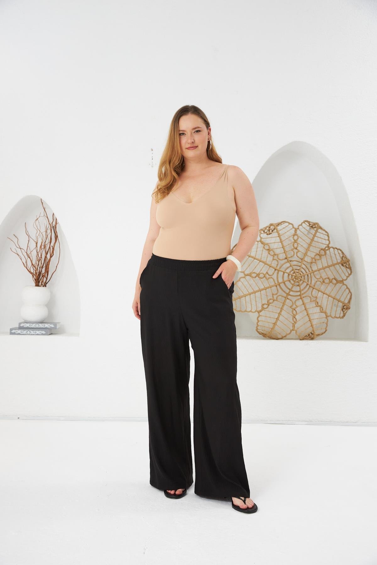 Stay Yazılı Büyük Beden Bluz-Pantolon Takım Siyah