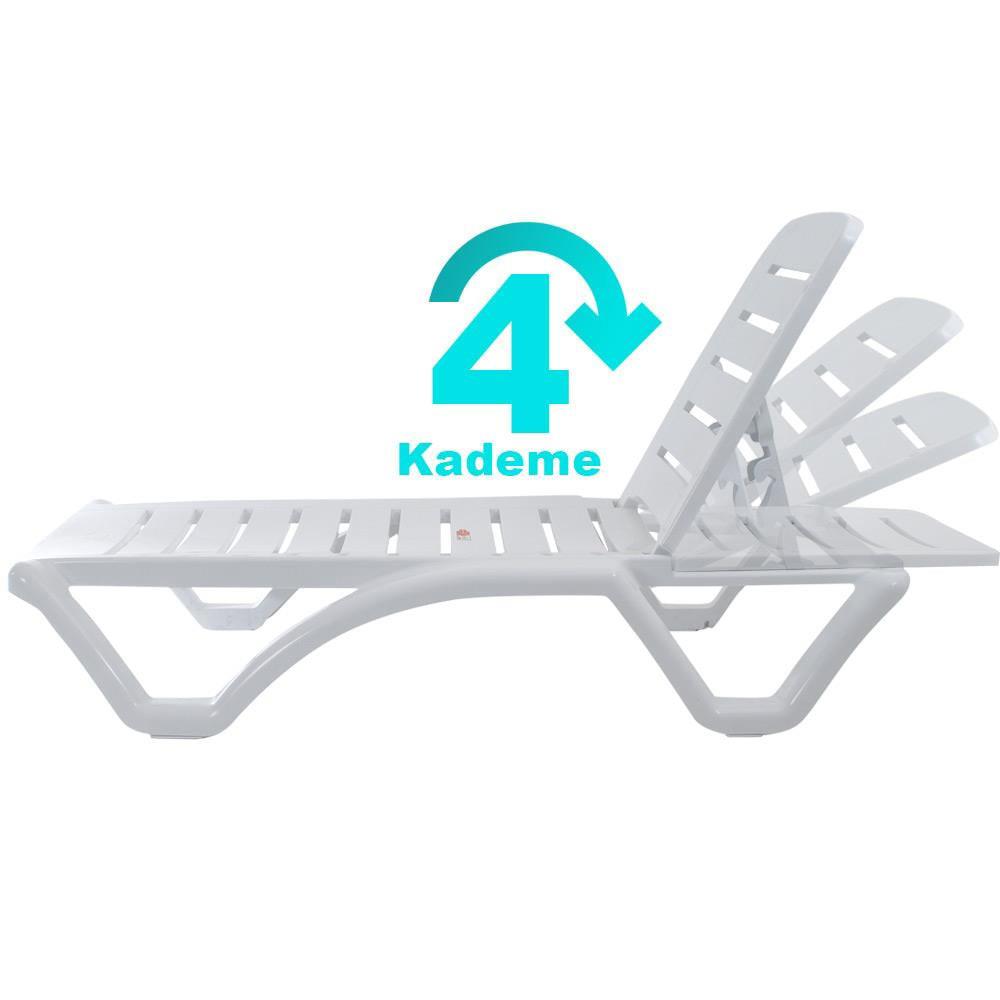 Alezy 2537 4 Kademeli Plaj Şezlongu Plastik