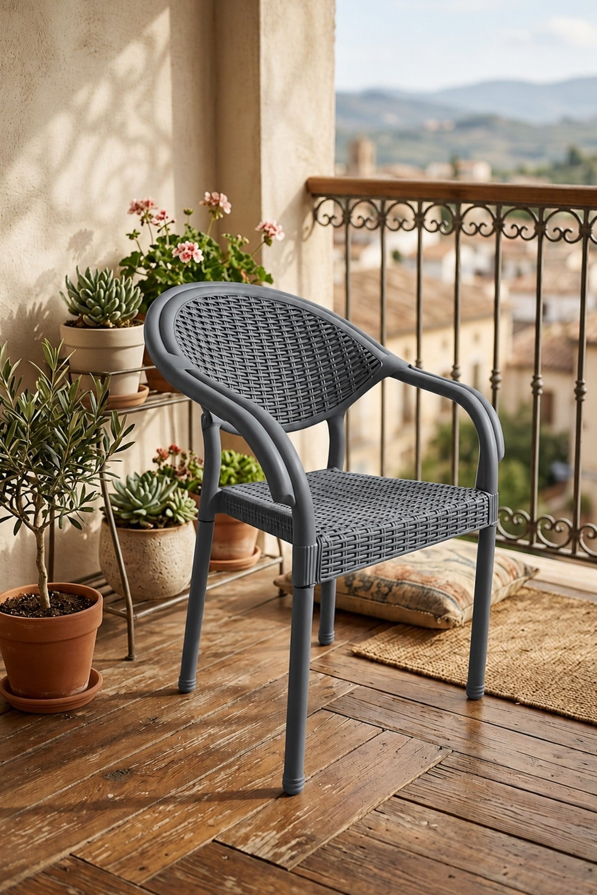 Alezy Atlantis Rattan Desenli Kollu Koltuk