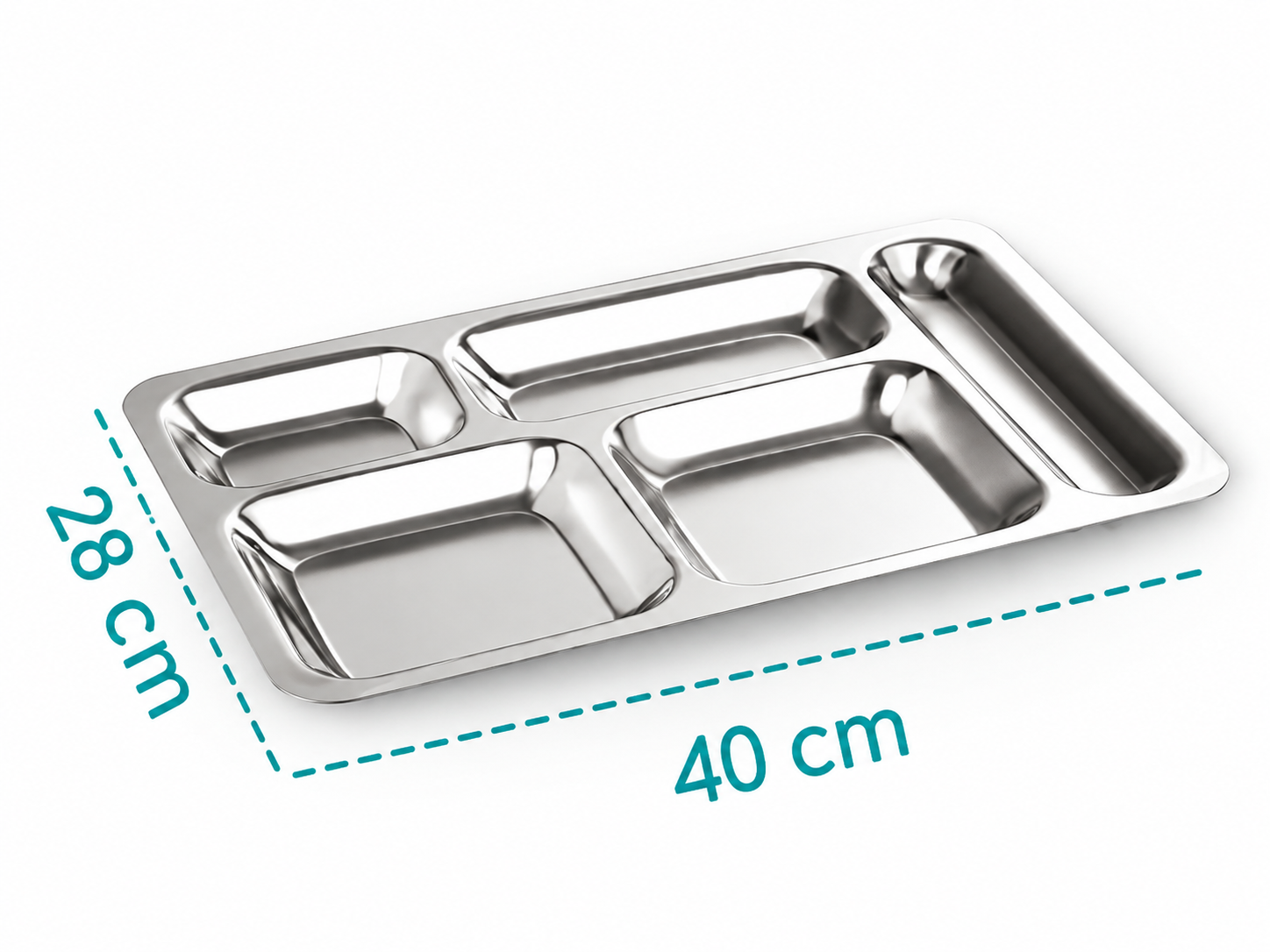 Alezy Çelik 430 5 Bölmeli Metal Tabldot 28cmx40cm